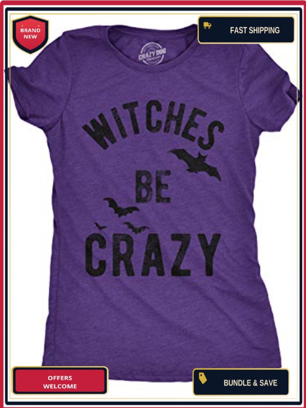 Slim Fit Halloween Witch Graphic T-Shirt for Women